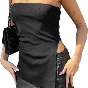 Womens asymmetric top black - size medium